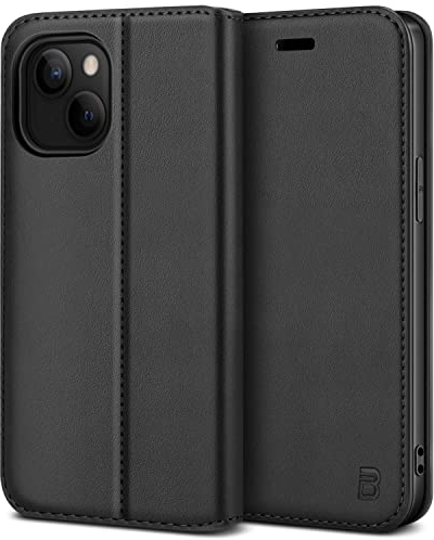BEZ Handyhülle für iPhone 13 Mini Hülle, Premium Tasche Kompatibel für iPhone 13 Mini, Tasche Case Schutzhüllen aus Klappetui mit Kreditkartenhaltern, Ständer, Magnetverschluss, Schwarz