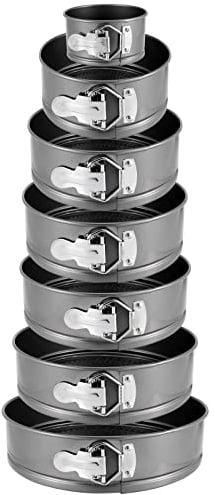 PINGEUI 7 Sizes Cake Tins Set, Non-Stick Springform Cake Tins with Removable Bottoms, Cheesecake Pans for Cakes and Cheesecake 12/18/20/22/24/26/28 cm