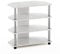 Furinno Econ Easy Assembly 4-Tier Petite TV-Ständer, weiße Eiche, Edelstahlrohre
