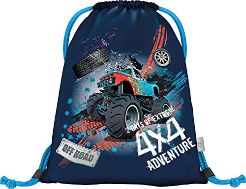 Baagl Turnbeutel für Junge, wasserdichte Schuhbeutel für Kinder, Schule und Kindergarten Sportbeutel, Sportrucksack, Gymsack (Truck)