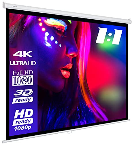 ESMART Economy EXR Pantalla Manual, Ancho Total 197 cm, Tela: Blanca | Área de proyección 180 × 180 cm, formato 1:1, tela blanca para cine en casa y presentaciones, extracción manual