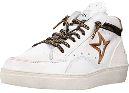 Cetti Damen Sneaker C1267 SRA Damen Ledersneaker Weiß (Dirty White-Silver) Größe 36 EU
