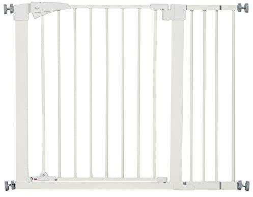 PawHut Barrière de sécurité pour Chien Animaux sans perçage avec Fermeture Automatique Double Verrouillage opération à Une Main Largeur 76-103 cm Hauteur 77 cm Blanc
