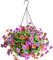 Lopkey Künstlicher Hängekorb, künstliche Blumen, UV-beständige Rose, Eukalyptus-Pflanzen in 25,4 cm, Kokosnussfutter, Hängekörbe für den Innen- und Außenbereich, Terrasse, Rasen, Garten, Dekoration