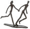 Casablanca Design Skulptur Running laufendes Paar Höhe 17 cm Breite 18 cm aus Eisen brüniert Hochzeit Liebe Freundschaft Wohnzimmer Skulpturen Deko Modern