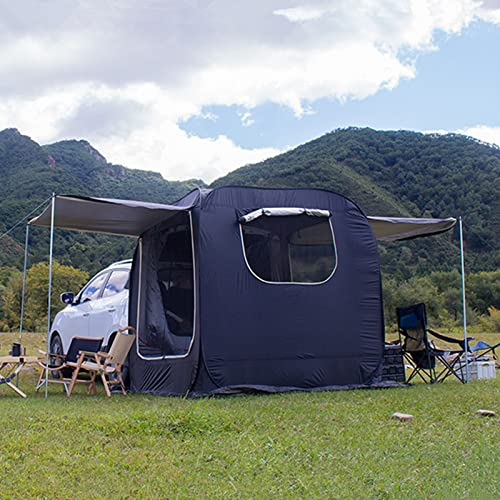 SXFYHXY Tailgate Awning Car Tent - Automatic Big Space Rear Extension SUV Tent, Free To Build Portable Van Trunk Cover, UV Protection Coating Water Proof For Camping, Sedan, Black