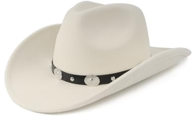 Zylioo S-M Western-Cowboyhut aus Filz,Fedora Hut mit breiter Krempe, Panamahut mit Gürtelschnalle für Herren Damen