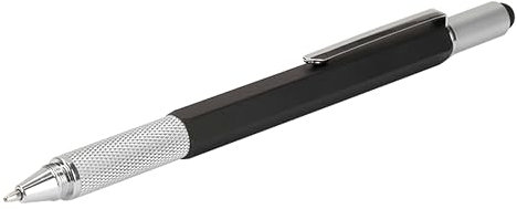 Multifunktionsstift 6in1, Drehkugelschreiber + Werkzeuge, inkl. 3 Ersatzminen, Taschenclip & Schutzhülle