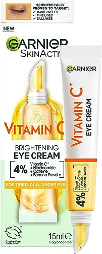 Garnier Augencreme, mit 4% Vitamin C, aufhellende Augenbehandlung für Augenringe, beugt Tränensäcke und Schwellungen unter den Augen vor, Vitamin C*, 15 m