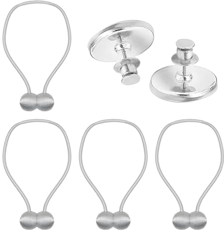 MEMOFYND 4 Cravatte Magnetiche per Tende, Fermatenda, Corde di Fissaggio, Clip (Grigio)