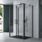 Mai & Mai Duschkabine U-Form Duschabtrennung 90x120 Duschkabine Aluminiumrahmen mit Duschtasse ESG-Sicherheitsglas Klarglas Doppeltüre Schwarz Ravenna66UK
