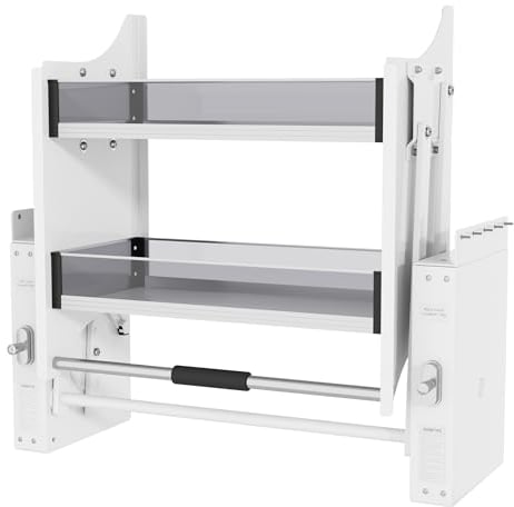 SOFRON 2-stöckiges ausziehbares Regal für Küchenschrank, 55,9-61 cm Breite, Weiß