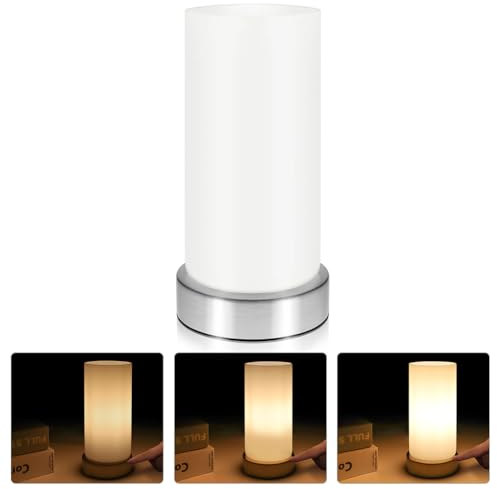 Sanfant Nachttischlampe Tischlampe, Tischleuchte Nachttisch-Leuchte Lampe 3 Helligkeitsstufen Lampenschirm für Schlafzimmer/Touchfunktion/Stufen-dimmbar E14