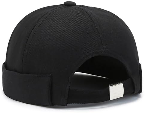Malaxlx Herren Schwarz Docker Cap Seemannsmütze Docker Mütze Hafenmütze Seemannskappe Brimless Cap Herrenmütze Verstellbar
