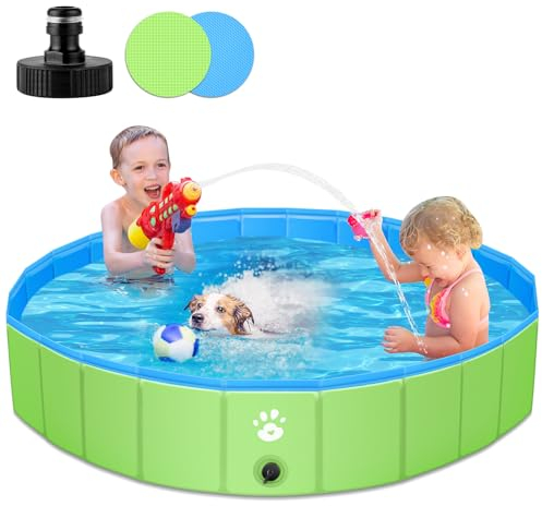 YIKANWEN Piscine pour Chien Pliable, PVC 120x30cm, Stable et Antidérapant, Pataugeoire pour Animaux de Compagnie, Enfants, Verte
