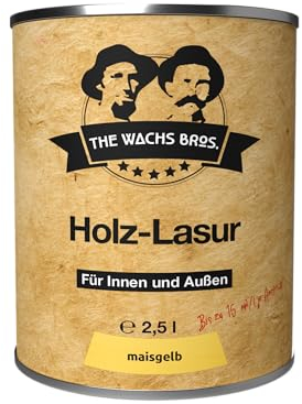 the wachs bros. Holzlasur Gelb für Innen und Außen - 2,5 L - natürliche Inhaltsstoffe - dauerhafter Schutz