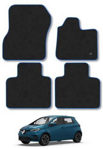 Renault Zoe (2013-2021) Carpet Car Mats | Blue Edge Trim Tailored Fit Floor Mats Full Coverage Protection Accessories Easy Clean Anti Slip Made in the UK