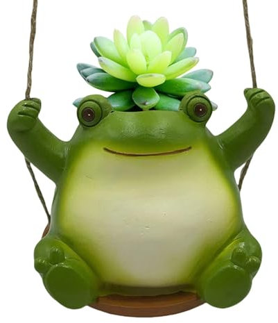Zestvria Froschschaukel Blumentopf – Tier-Blumentopf, hängender Übertopf | Charmante Blumentopf-Aufhänger, Schaukel-Frosch-Pflanze mit atemberaubendem Frosch-Pflanzgefäß,