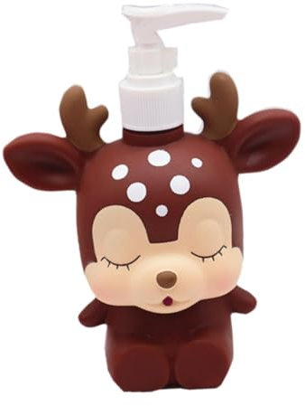perfk Seifenspender Bad Lustiger, 300 ml, Leere, Nachfüllbare Pumpflasche Seifenspender für Erwachsene, Kinder,Badezimmergeschenk, Brauner Hirsch