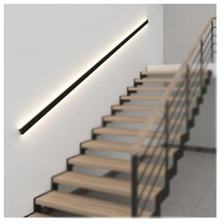Pasamanos de Escalera con luz LED, pasamanos Iluminado en el Lado Izquierdo Sensor de Cuerpo Humano, luz Ambiental de Madera sintética para pasillos Interiores (Color: estilo2, Tam