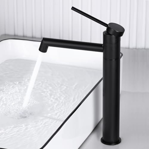 SHANFO Rubinetto Miscelatore Lavabo a 360°, Monocomando per Lavabo e Lavandino, Nero