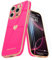 Teageo for iPhone 16 Pro Max Case with 2 Screen Protector Heart Pattern for Women Girls Luxury Bling Plating Soft TPU Anti-Scratch Shockproof Bumper Phone Case for iPhone 16 Pro Max, Hot Pink