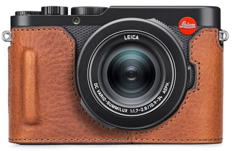 MUZIRI KINOKOO Case for Leica D-LUX 8 Camera - Retro Style Genuine Leather Half Protective Case for Leica D LUX 8/ D-LUX8 Camera - with Opening Bottom and Hand Grip Design - Brown