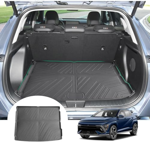 GAFAT Kompatibel mit Hyundai Kona SX2 Hybrid/EV Elektro 2024 2025 2026 Kofferraummatte, Leicht zu Falten, TPE Allwetter-Kofferraumwanne für Kona 2025 Zubehör, Original 3D-Scan Hohe Kante
