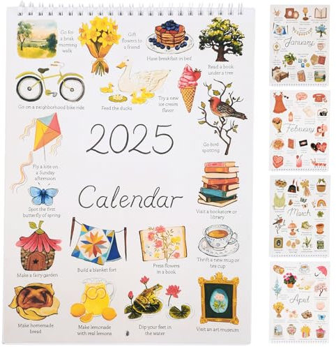 2025 Bucket List Kalender, Wandkalender mit Haken, Home Planer Kalender, To-Do-Liste und Notizen, 2025 Familienplaner, Drahtbindung Wandkalender zum Planen