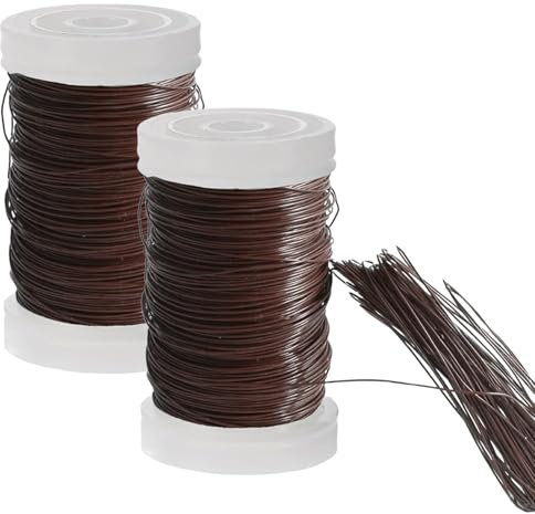 Brwon Floral Wire Flower Arranging Accessories 0.35mm,2 Rolls Florists Thin Wire for Jewellery Making Craft Wire DIY Jewelry Crochet Christmas Wires,Flower Bouquets, Crafts Wreath Making Supplies