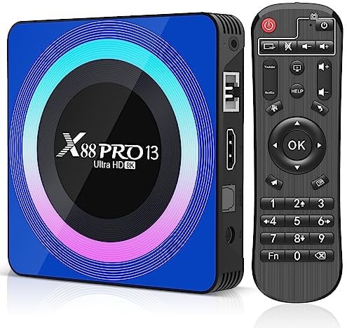 Android TV Box 13.0, X88PRO Android Box 2GB 16GB Quad Core 64bit,Soporte BT5.0 2.4G /5G Dual-Band WIFI6 4/6/8K Android TV Box 2024
