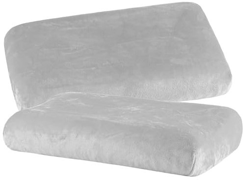 BaSaTex Cashmere Plüsch Kissenbezüge Spannbezüge 2er Pack für Nackenkissen und Gesundheitskissen | kuschelig weicher Kissenbezug | ca. 40x60 cm - 45x65 cm | Farbe: Grau
