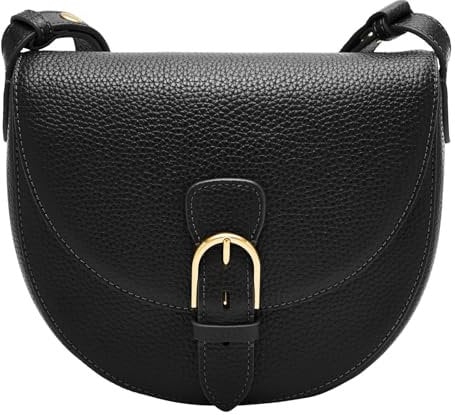 Fossil Everleigh Leder oder Baumwolle Handtasche für Damen, Mattschwarz