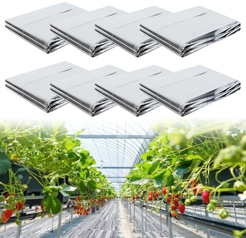 8 Stück Hochleistung Reflektierende Pflanzenfolie 160x210 cm, Hoch-Reflektorisch Mylar für Garten, Gewächshaus, Lichtverteilung Verbesserung
