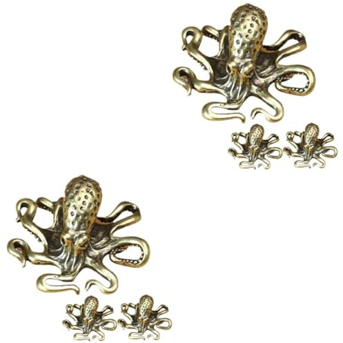 TOPBATHY 2 Sätze Messing Oktopus Tiere Becher Quallen Dekoration Maschinen Nachttisch Ratte Figur Haken Oktopus Figur Oktopus Telefonständer Rack Knick Tier Skulptur Golden 3 Stück * 2