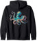 Carino Octopus Colorato Vintage Blue Squid Kraken Scuba Diving Felpa con Cappuccio