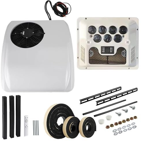 ZEEKYFOR Aire Acondicionado de Techo para Caravana, Camión, Barco, Refrigeración y Calefacción, Portátil, 12 V-24 V CC, Sin Conductos, con Calefacción,12V