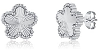 FUNIO Kleeblatt Ohrringe für Damen - 18 Karat Gold Earrings CC Ohrringe Schmuck Geschenk für Damen Women
