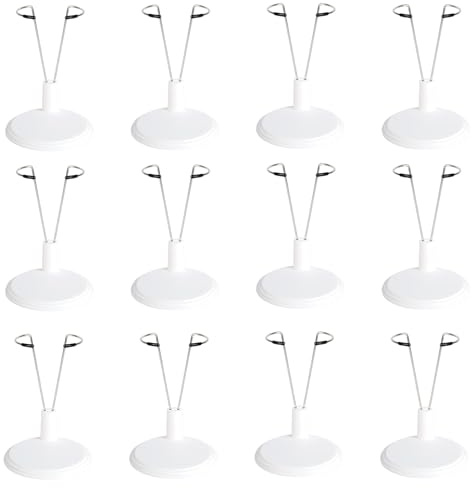 Tinoaly 12stk Teiliger Puppenständer, Verstellbar Figurenhalter Zubehör Spielzeugdisplays für die Dekoration im Homeoffice für 10,16–20,32 cm (Weiß, Puppen Nicht Enthalten)