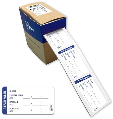 AVERY Zweckform Gefrieretikett Lebensmittel HACCP (65 x 35 mm 200 Etiketten auf Rolle kältefest vorbedruckt permanent) ETICOLD.DE