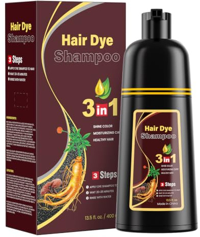 JUANCHI Dunkelbraunes Haarfärbeshampoo für Frauen Männer, Haarfärbeshampoo für Graues Haar (16.9oz,500ml)