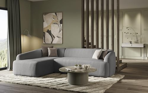 DOMO. collection Ecksofa Parika, L Couch, organische Form, Longchair Links, 296 x 196 x 81 cm (BxTxH), Graphite