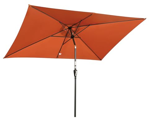 Angel Living 2x3M Sombrilla de Acero y Poliéster, Parasol Inclinado con Manivela, Sombrilla con Mástil Acero 38mm, para Balcón Terraza Patio Jardin (Terracota)