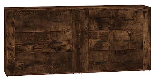 Qnhdfrt Sideboard Räuchereiche im Zweier Set 80x33x70 cm aus Holzwerkstoff mit Modernem Design Stauraumwunder für Küche Flur Wohnzimmer