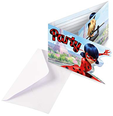amscan Generique - Ladybug-Einladungskarten mit Briefumschlag 6 Stück bunt