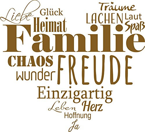 GRAZDesign Wandtattoo Familie mit Herz Wohnzimmer Flur Diele selbstklebend - 55x50cm / 091 gold