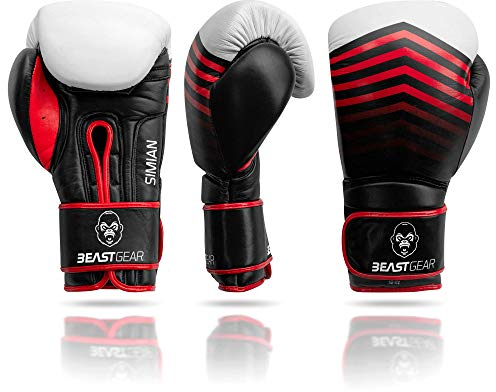 Beast Gear Boxhandschuhe Simian - Echtes Rindsleder Trainingshandschuhe - Für Boxsack, Pratzen, Sparring - 14oz