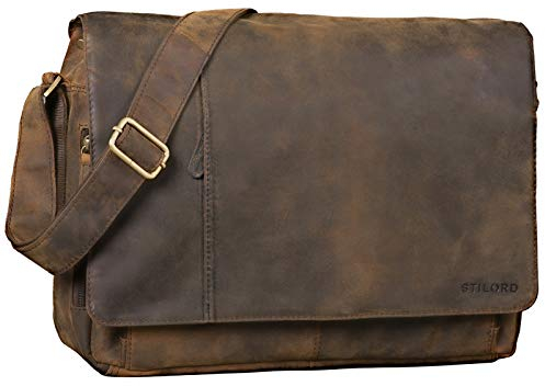 STILORD 'Elias' Sacoche homme cuir Vintage Sac Bandoulière Homme Design Sac en cuir Ordinateur Portable 15,6 Pouces Besace en Cuir, Couleur:colorado - marron
