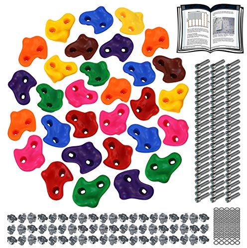 ALPIDEX Kinder Klettergriffe bunt 5/10/15/20/30 Stück Klettersteine inklusive Befestigungsmaterial, belastbar bis 200 kg, Indoor und Outdoor geeignet - 30 Stück