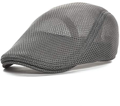 VOBOOM Herren atmungsaktive Mesh Sommermütze Newsboy Baskenmütze Efeu Kappe Cabbie Flat Cap, grau, Einheitsgröße